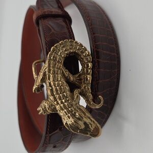 Flemings of Buckhead Geniune Brown AlligatorBelt Gold Alligator Buckle 30/34"